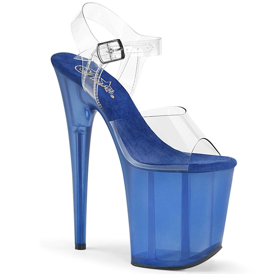 Women's Pleaser Flamingo-808T Ankle Strap Sandals Blue | 031EMZDHN