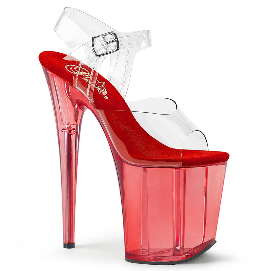 Women's Pleaser Flamingo-808T Ankle Strap Sandals Red | 039SLYXGE