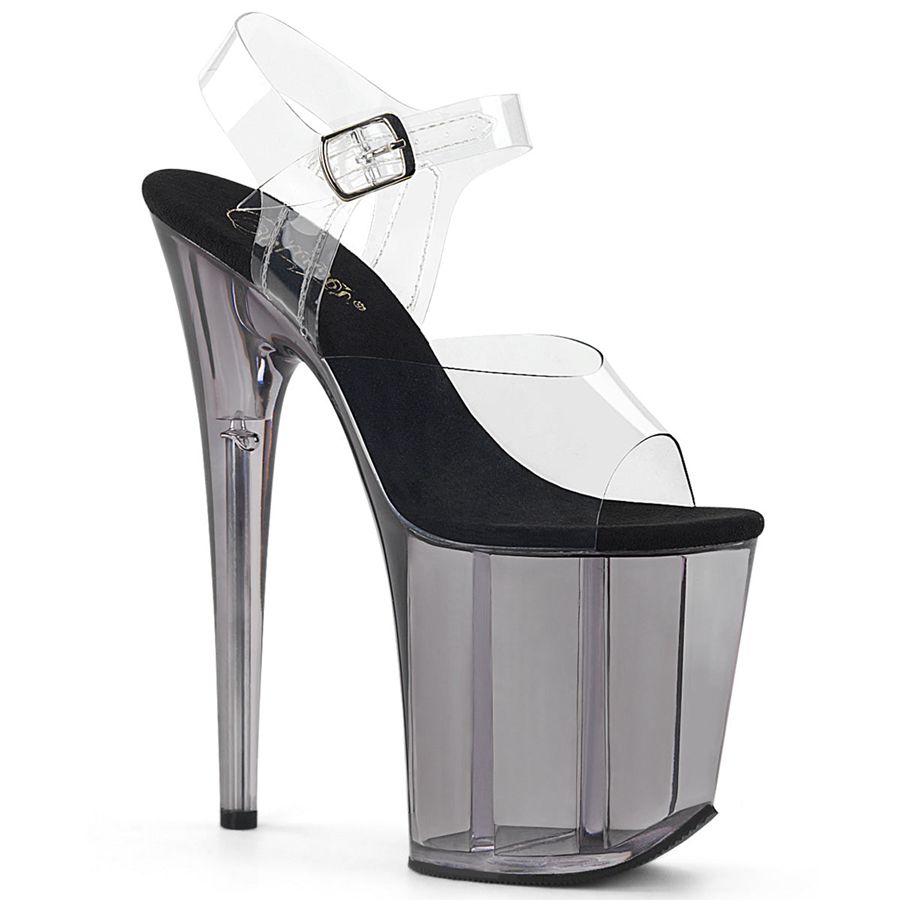 Women's Pleaser Flamingo-808T Ankle Strap Sandals Grey | 152DHJIWR