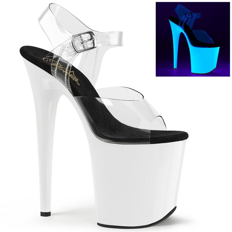 Women's Pleaser Flamingo-808UV Ankle Strap Sandals White | 936LHXTOB