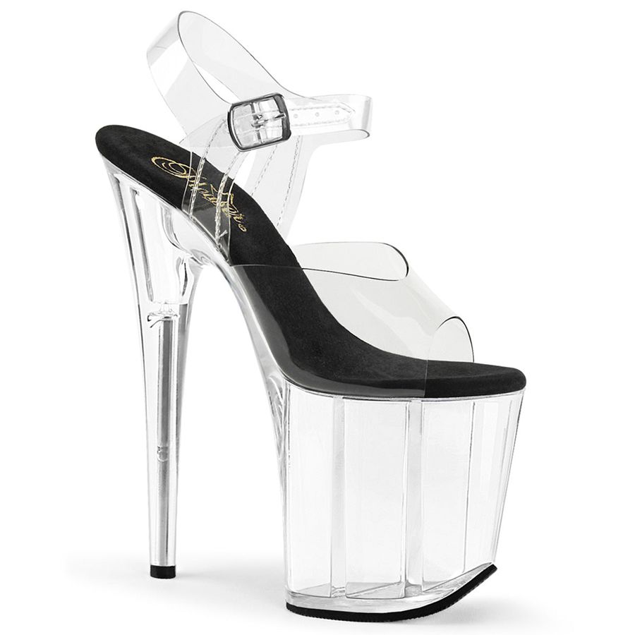 Women's Pleaser Flamingo-808 Ankle Strap Sandals Clear | 315CZSFHN