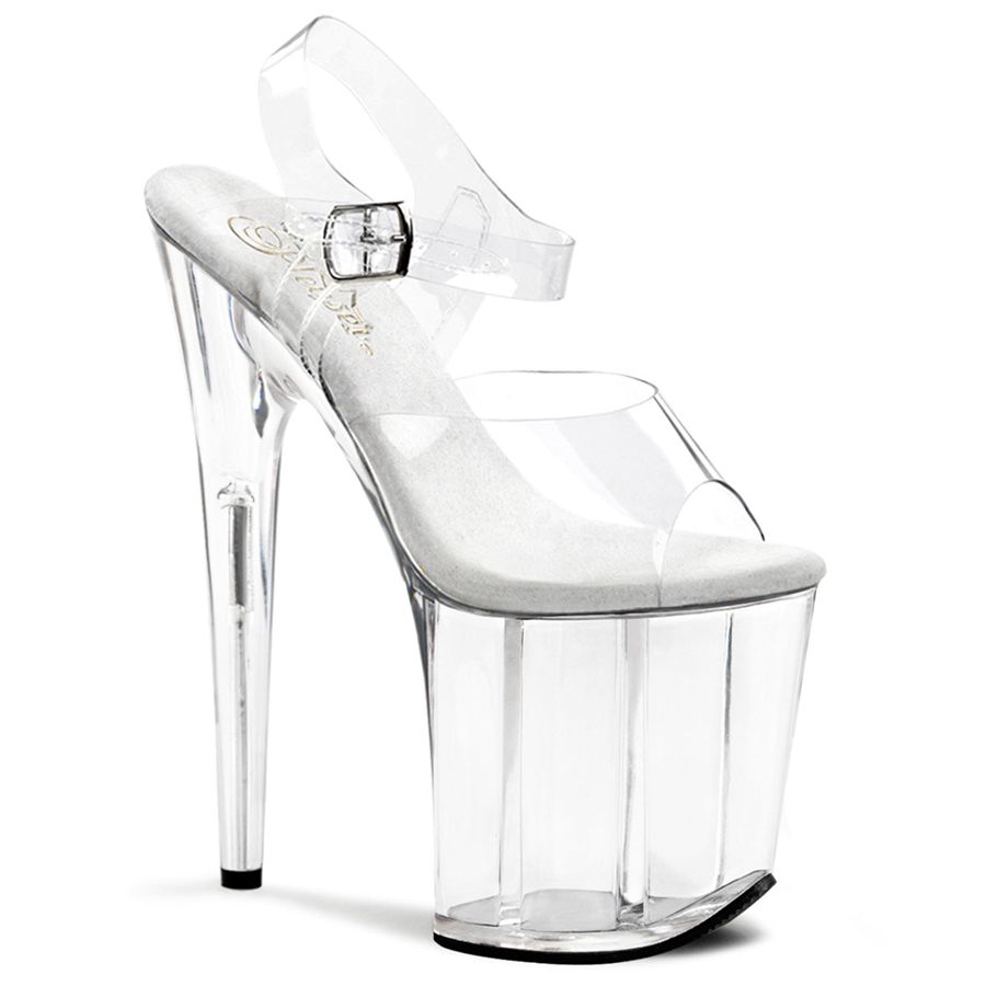 Women's Pleaser Flamingo-808 Ankle Strap Sandals Clear | 518UYLABW