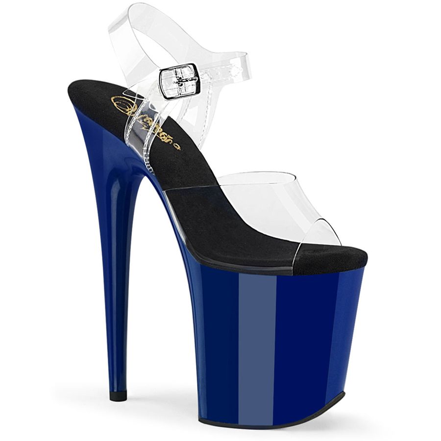 Women's Pleaser Flamingo-808 Ankle Strap Sandals Navy | 586LMWAZB