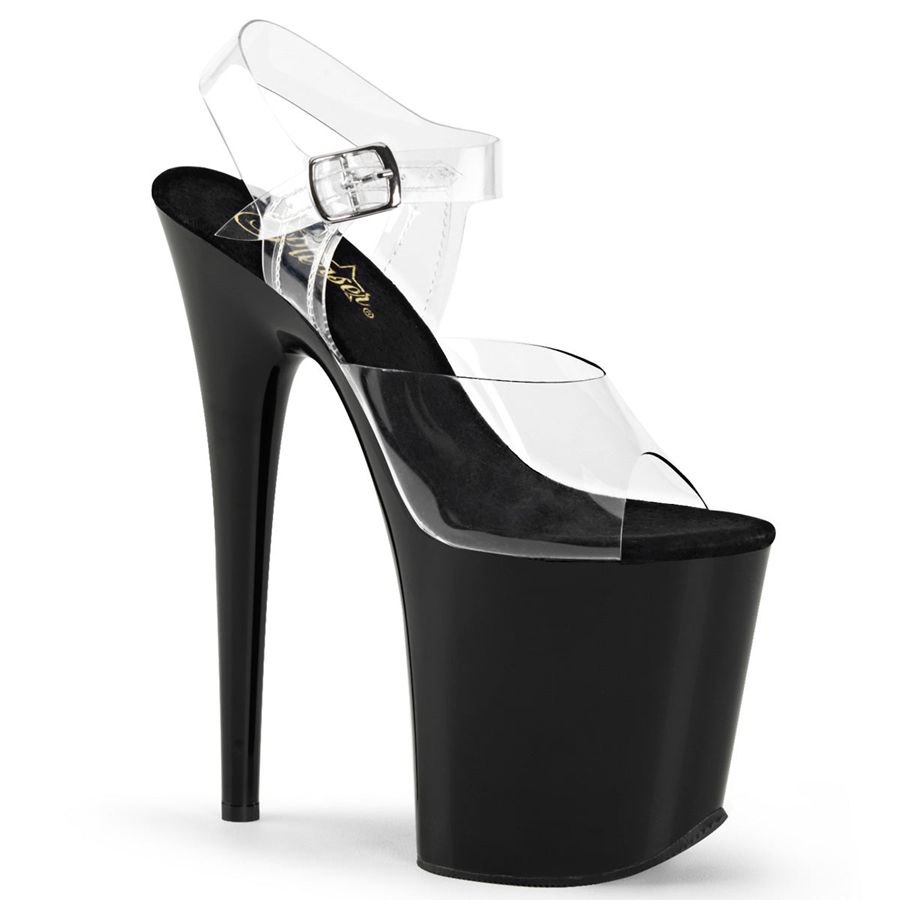 Women's Pleaser Flamingo-808 Ankle Strap Sandals Black | 653YERNAV