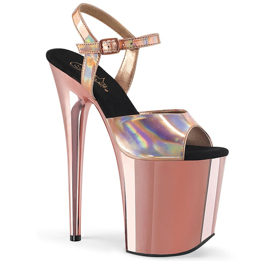 Women's Pleaser Flamingo-809HG Ankle Strap Sandals Rose Gold | 516MAOIBJ