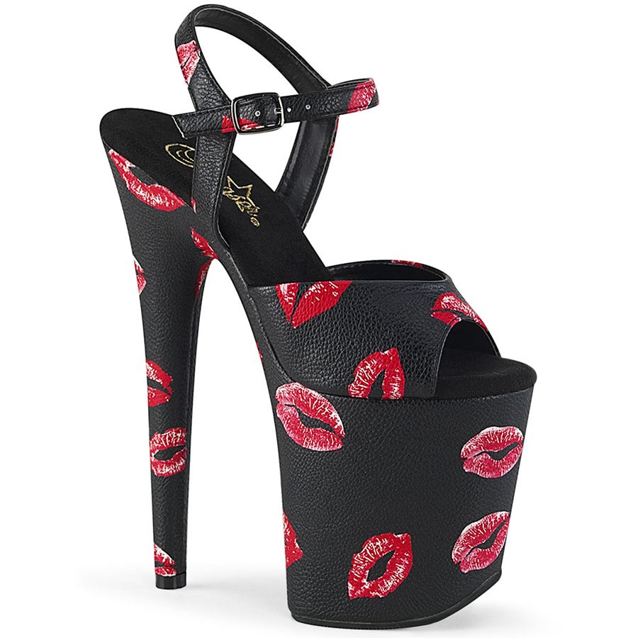 Women's Pleaser Flamingo-809KISSES Ankle Strap Sandals Black | 972VAJMQD