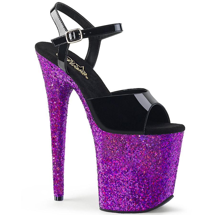 Women's Pleaser Flamingo-809LG Ankle Strap Sandals Purple | 341AOHMIB