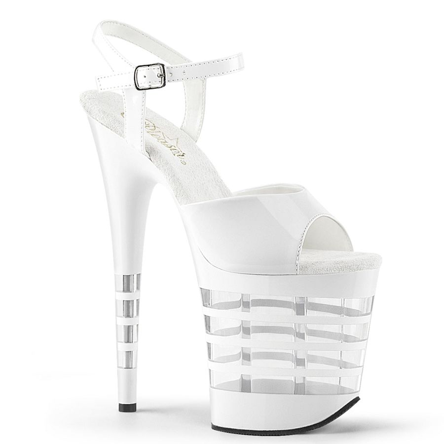 Women's Pleaser Flamingo-809LN Ankle Strap Sandals White | 271QICFVB