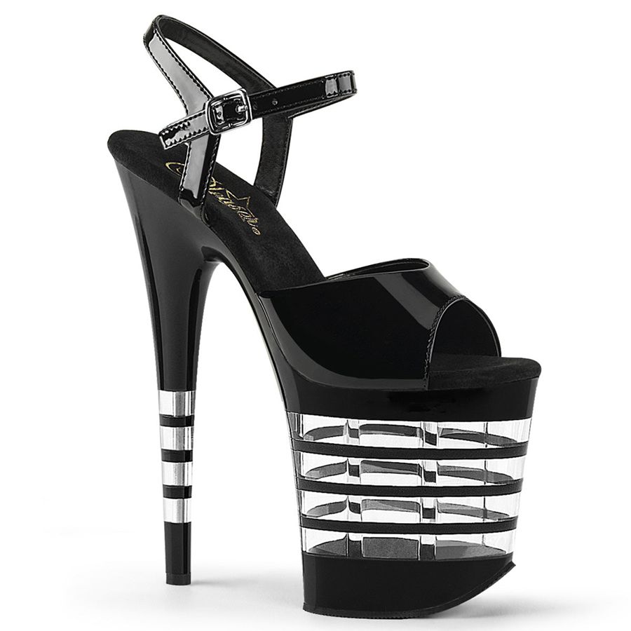 Women's Pleaser Flamingo-809LN Ankle Strap Sandals Black | 639WKXIOJ