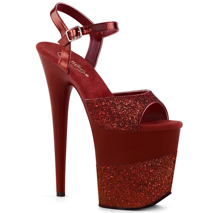 Women's Pleaser Flamingo-809-2G Ankle Strap Sandals Red | 257GCMTWJ