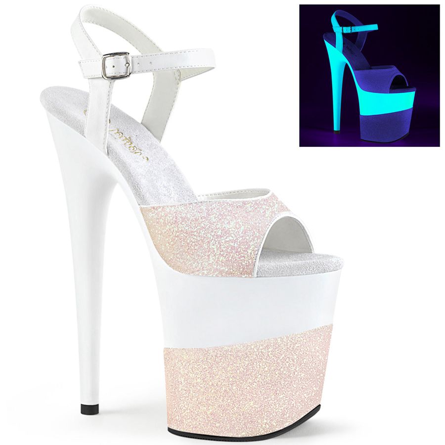 Women's Pleaser Flamingo-809-2G Ankle Strap Sandals White | 906ZSYGVO