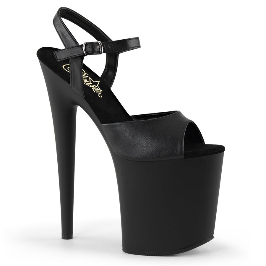 Women's Pleaser Flamingo-809 Ankle Strap Sandals Black | 650TZSNBK