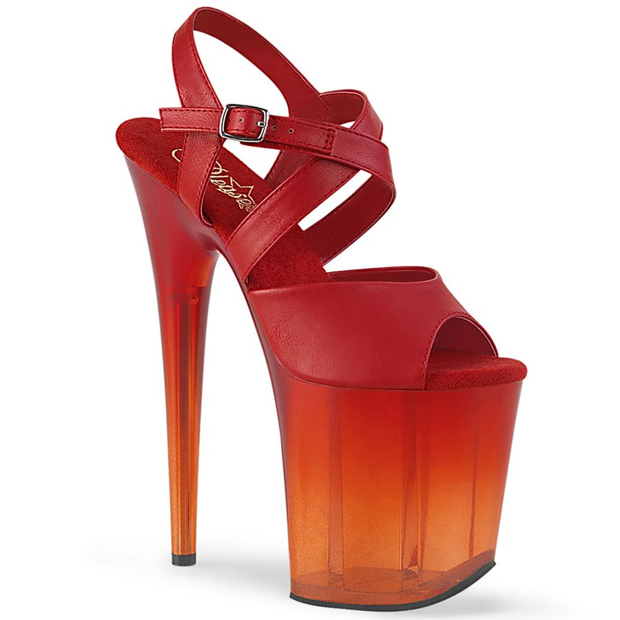 Women's Pleaser Flamingo-822T Ankle Strap Sandals Red | 071ENCBMY