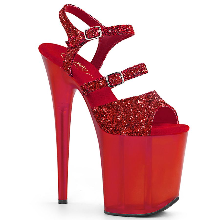 Women's Pleaser Flamingo-874 Ankle Strap Sandals Red | 492HQUVTY