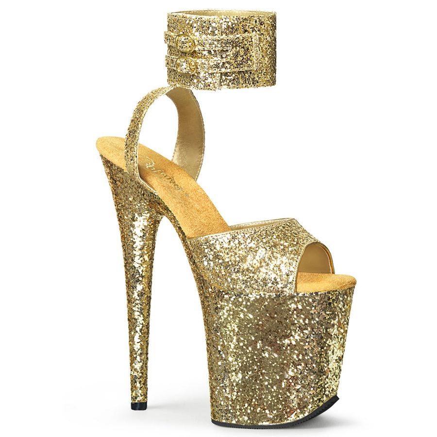 Women's Pleaser Flamingo-891LG Ankle Strap Sandals Gold | 507GPWCSO