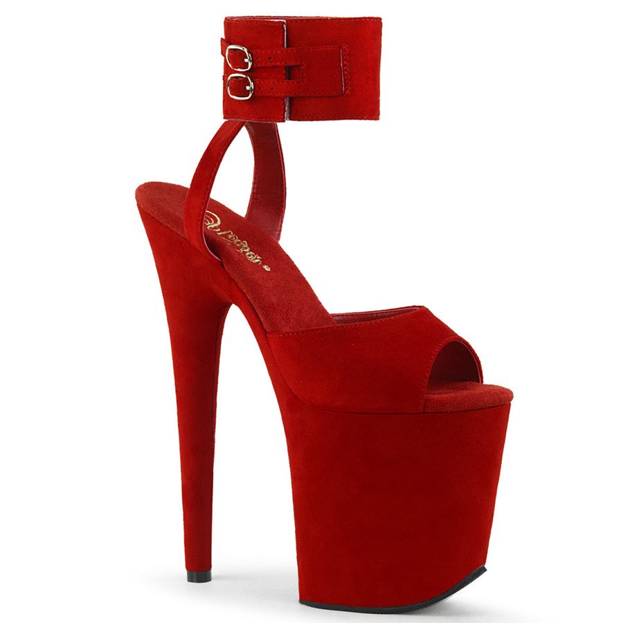 Women's Pleaser Flamingo-891 Ankle Strap Sandals Red | 063WOLMPH