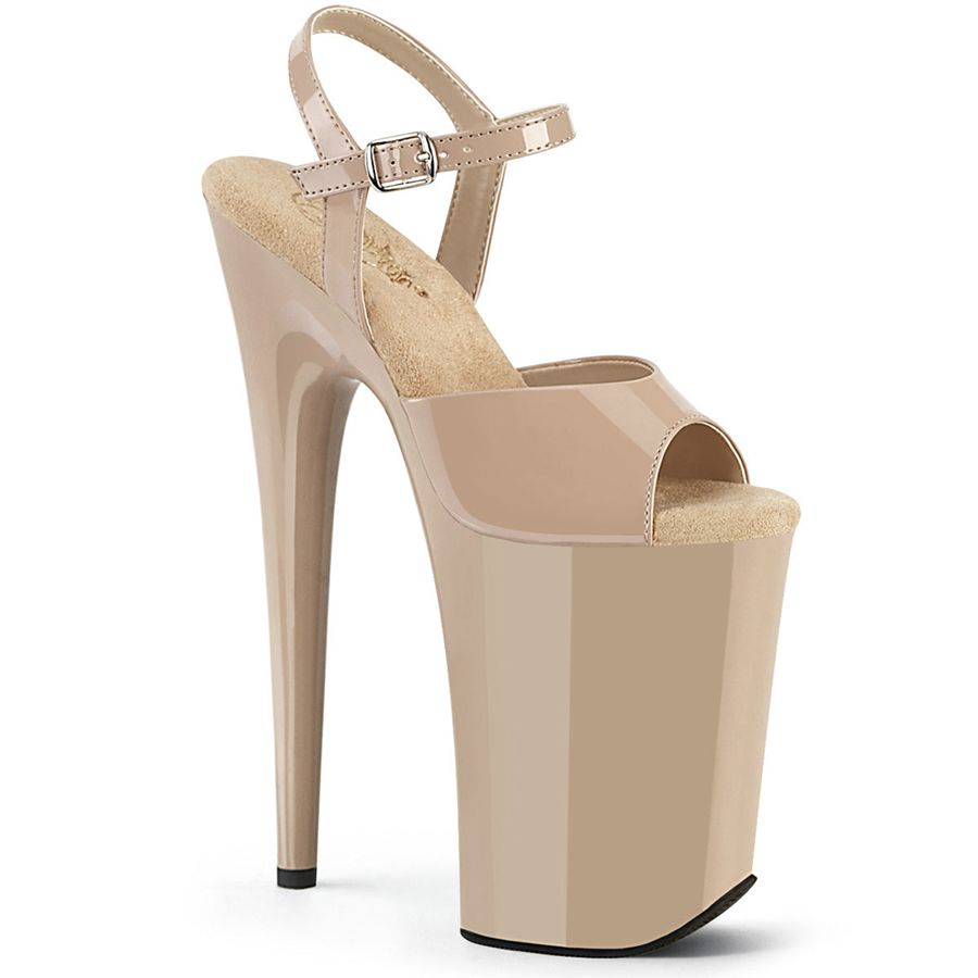 Women's Pleaser Infinity-909 Ankle Strap Sandals Beige | 235KSGLEF