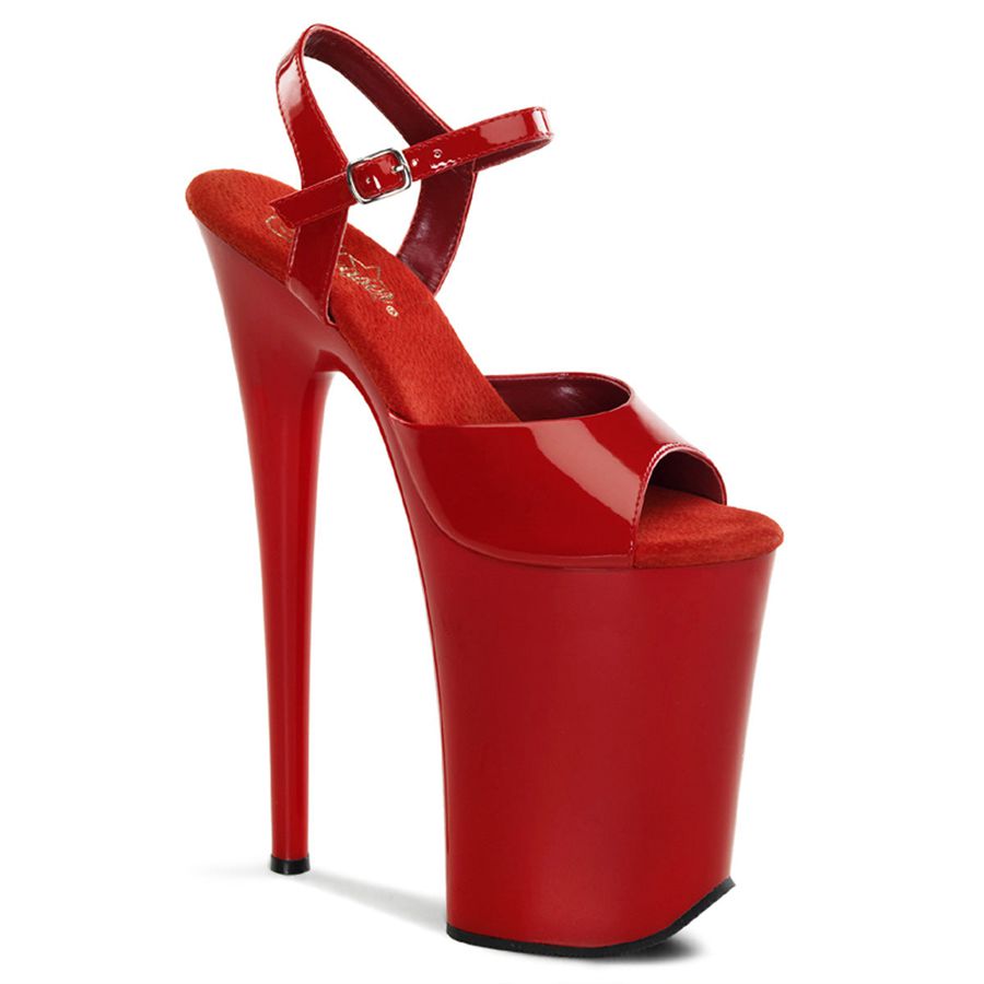 Women's Pleaser Infinity-909 Ankle Strap Sandals Red | 685JMYVPA