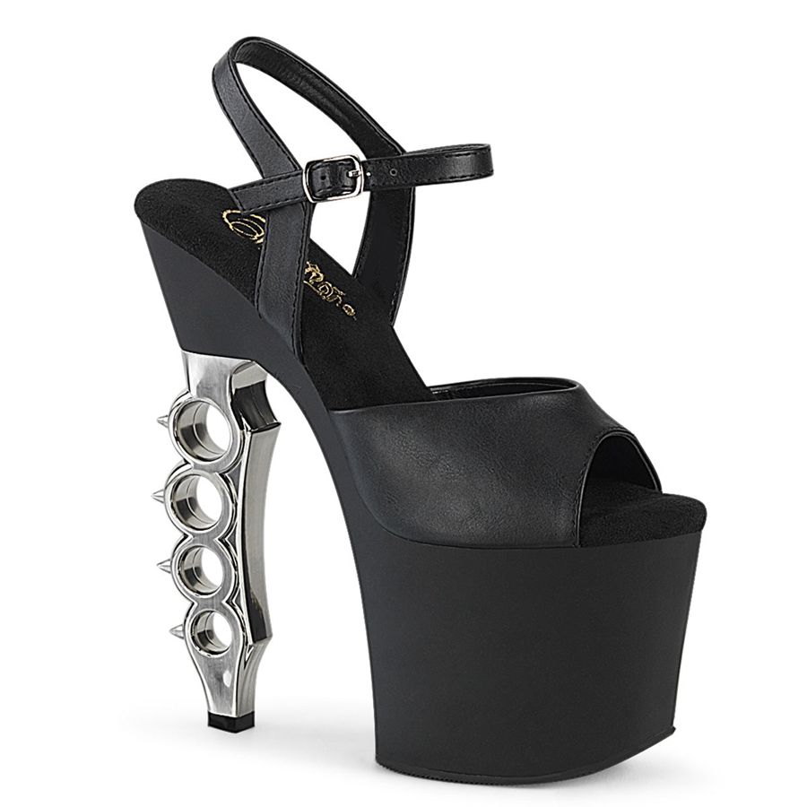 Women's Pleaser Irongrip-709 Ankle Strap Sandals Silver | 237UTRDYM