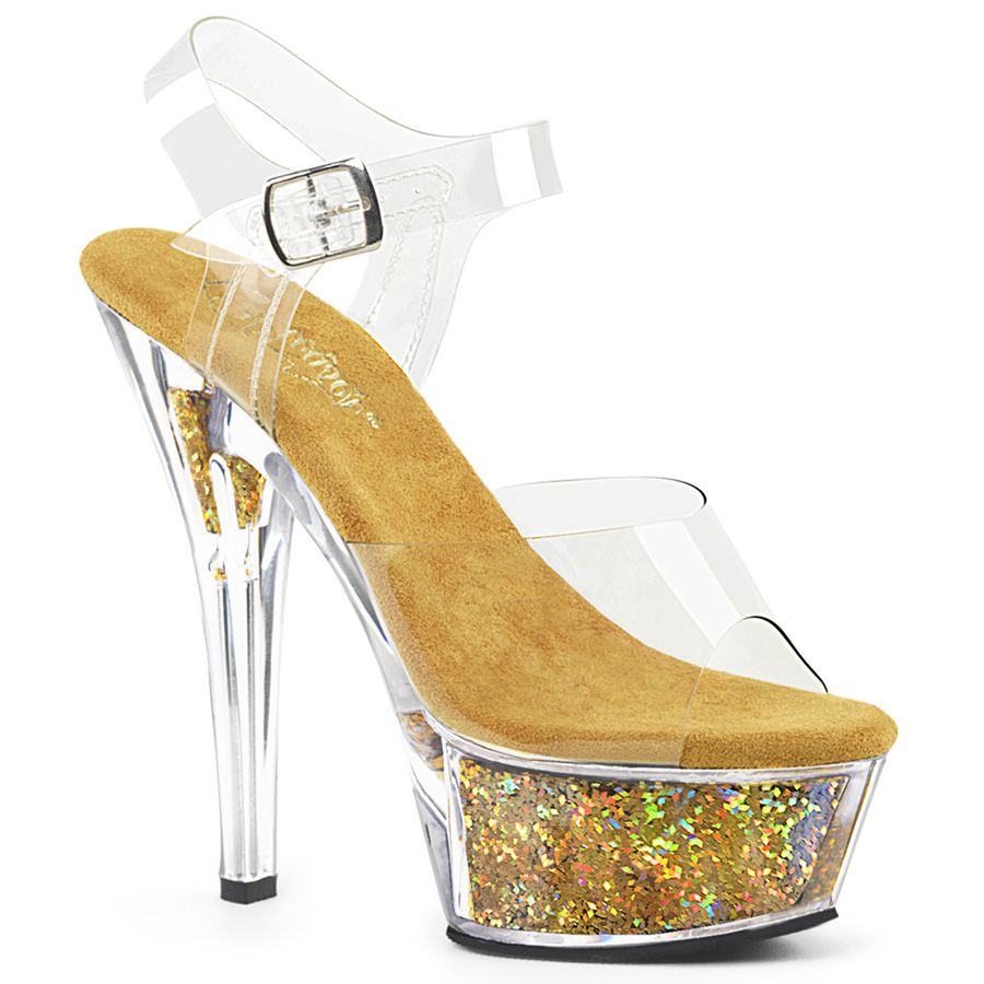 Women's Pleaser Kiss-208GF Ankle Strap Sandals Yellow | 431NBXAFI