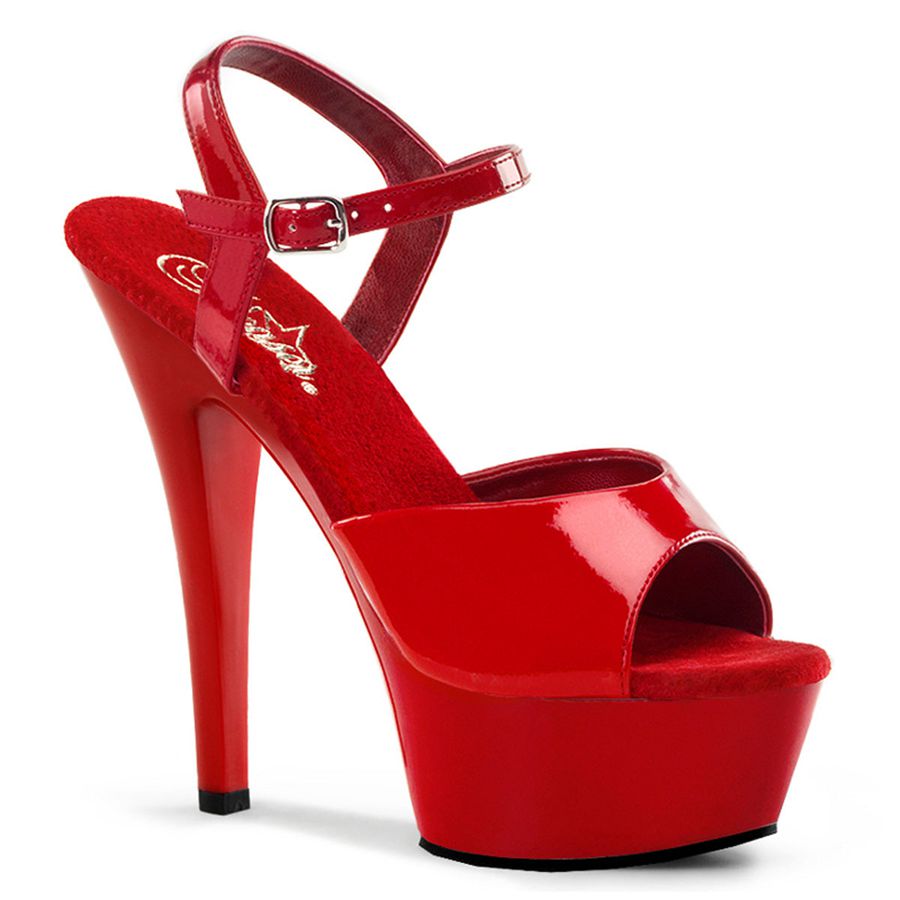 Women's Pleaser Kiss-209 Ankle Strap Sandals Red | 625CMRYHA