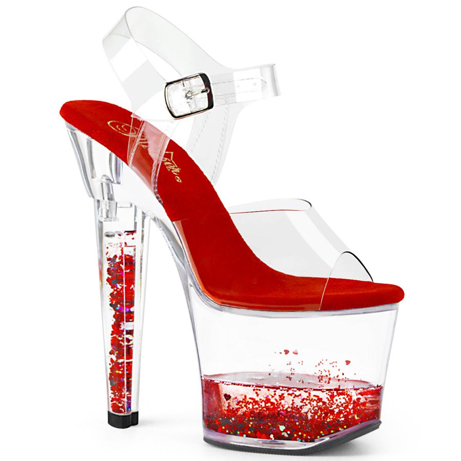 Women's Pleaser Lovesick-708GH Ankle Strap Sandals Red | 146AQGZCL