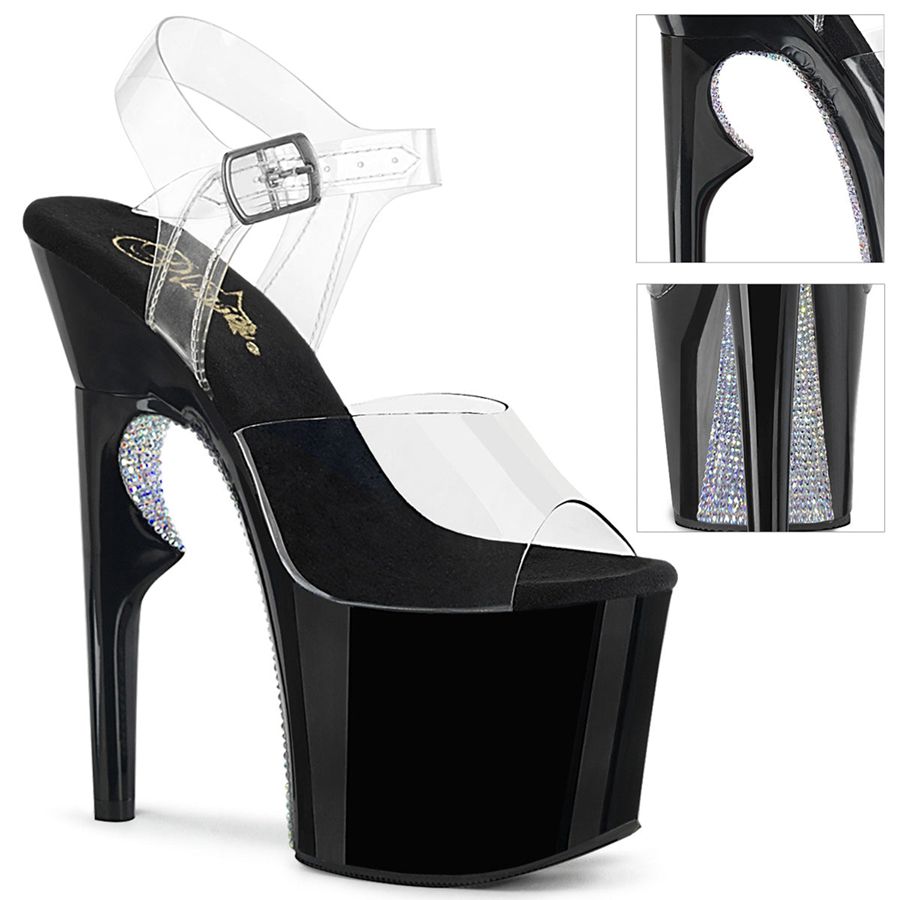 Women's Pleaser Lovethorn-708CRS Ankle Strap Sandals Black | 519CUQIAO