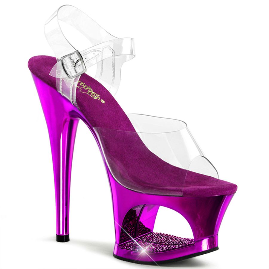 Women's Pleaser Moon-708DMCH Ankle Strap Sandals Purple | 530VJHWRX