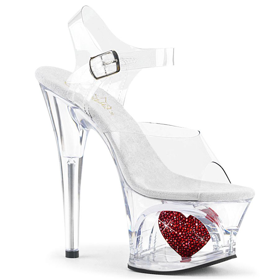 Women's Pleaser Moon-708HRS Ankle Strap Sandals White | 436NWCBHF