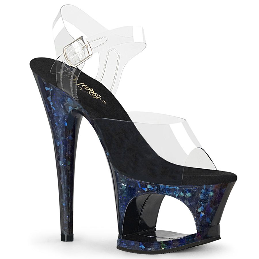 Women's Pleaser Moon-708HSP Ankle Strap Sandals Blue | 189WLIEVM