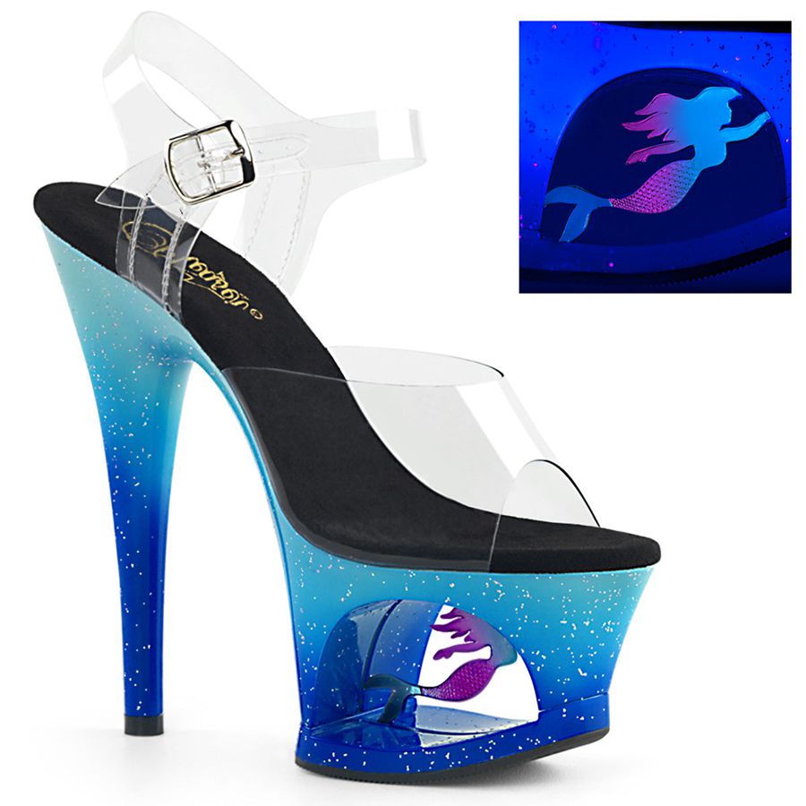 Women's Pleaser Moon-708MER Ankle Strap Sandals Blue | 410EUBJLZ