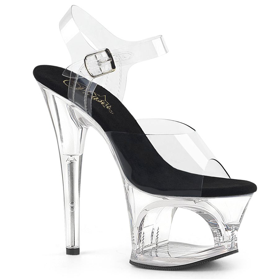 Women's Pleaser Moon-708 Ankle Strap Sandals Clear | 329UCBXPL