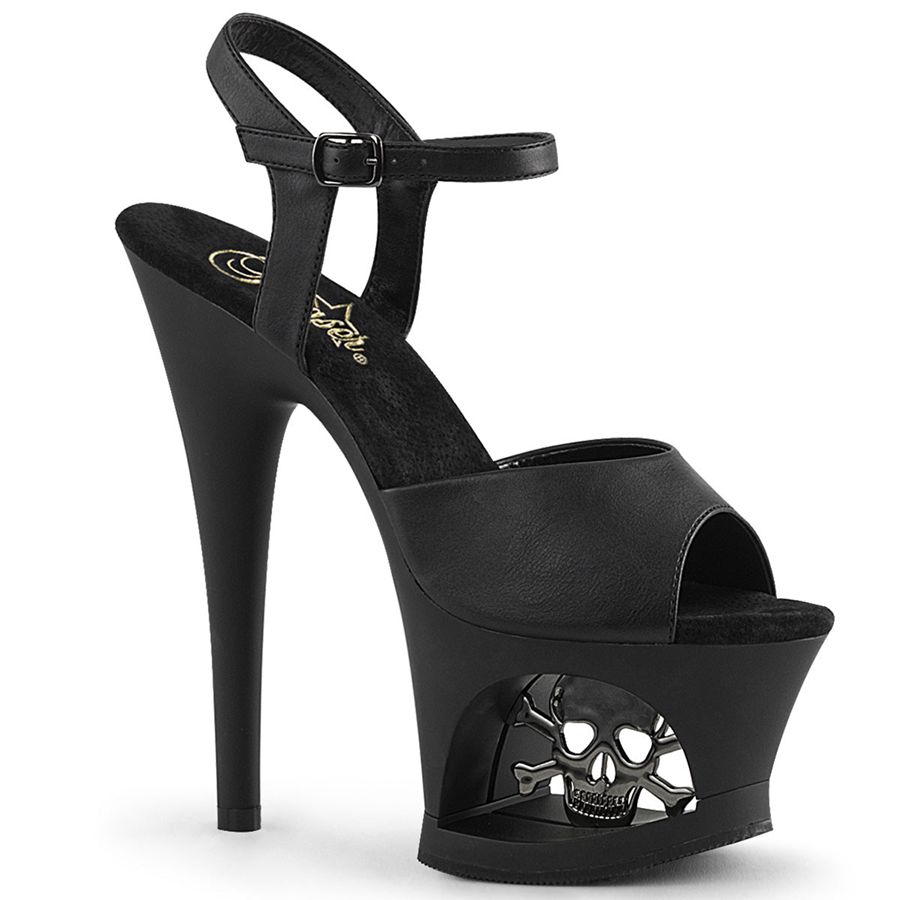 Women's Pleaser Moon-709SK Ankle Strap Sandals Black | 135PJOQGV