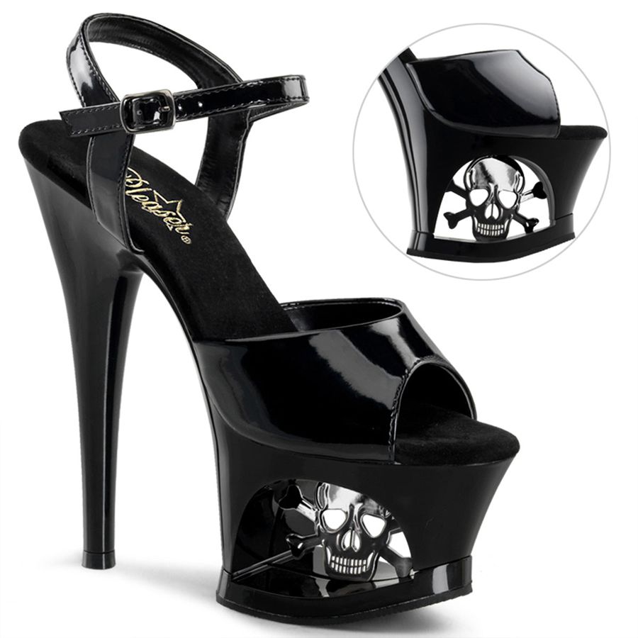 Women's Pleaser Moon-709SK Ankle Strap Sandals Black | 873NBZYVR