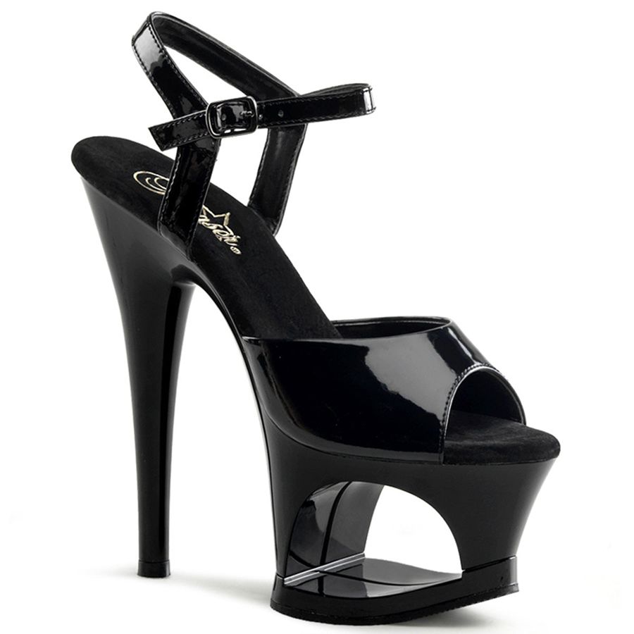 Women's Pleaser Moon-709 Ankle Strap Sandals Black | 726JUCNAW