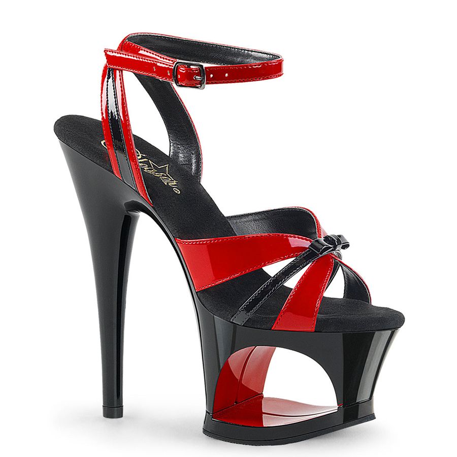 Women's Pleaser Moon-728 Ankle Strap Sandals Red | 460IHGQTK