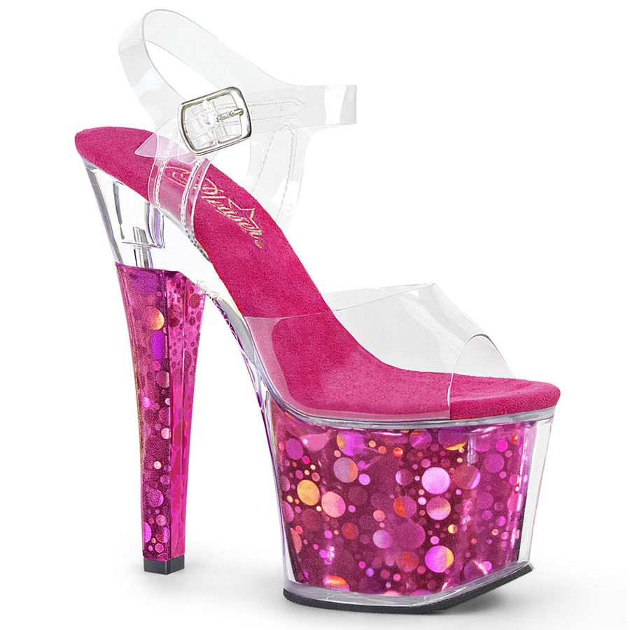 Women's Pleaser Radiant-708BHG Ankle Strap Sandals Pink | 408ANMUTL