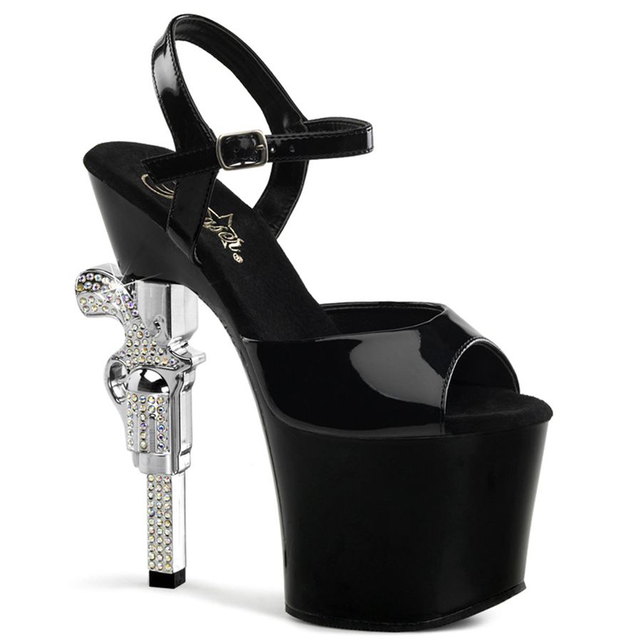 Women's Pleaser Revolver-709 Ankle Strap Sandals Black | 241PKGYDC