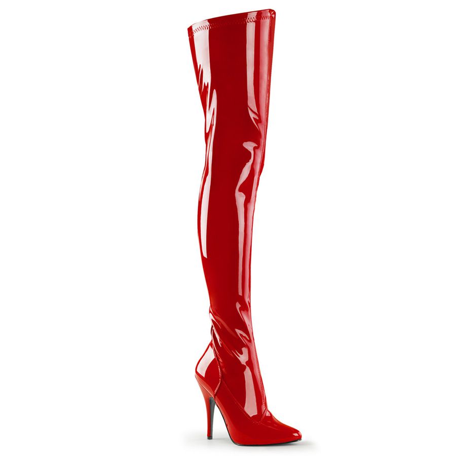 Women's Pleaser Seduce-3000 Thigh High Boots Red | 834PGZAOE