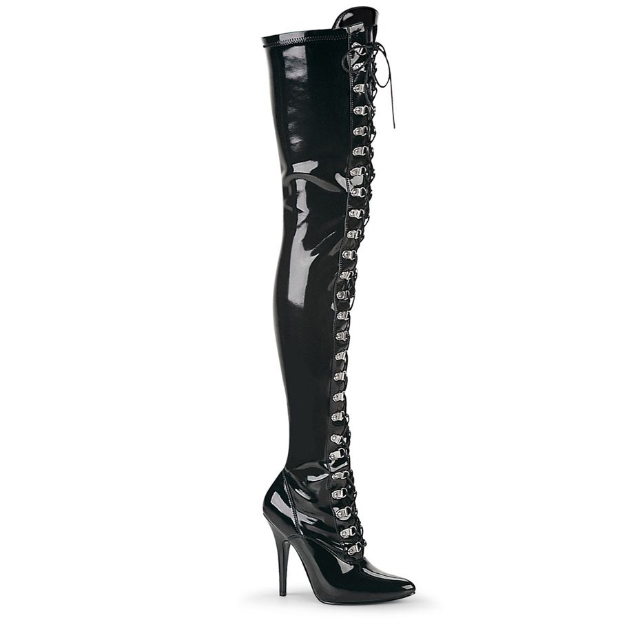 Women's Pleaser Seduce-3024 Thigh High Boots Black | 327BXZDOK