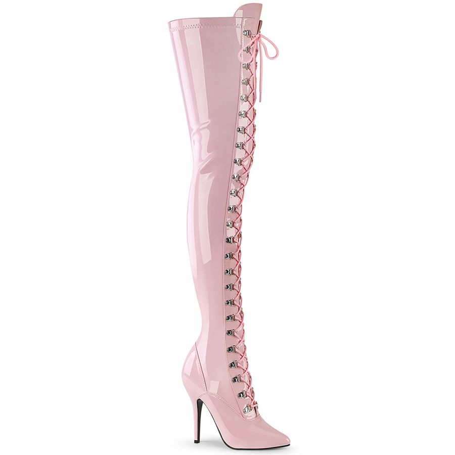 Women's Pleaser Seduce-3024 Thigh High Boots Pink | 815UFALKC