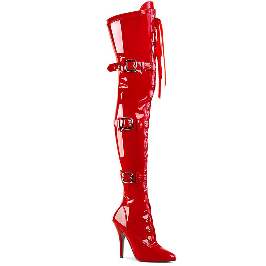 Women's Pleaser Seduce-3028 Thigh High Boots Red | 124PLQJUN