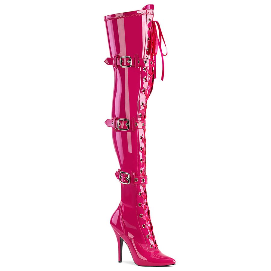 Women's Pleaser Seduce-3028 Thigh High Boots Pink | 192IDJQUT