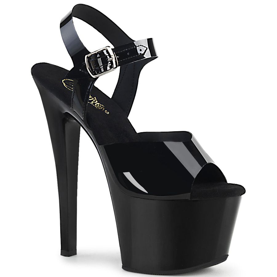 Women's Pleaser Sky-308N Ankle Strap Sandals Black | 024SFAVUO