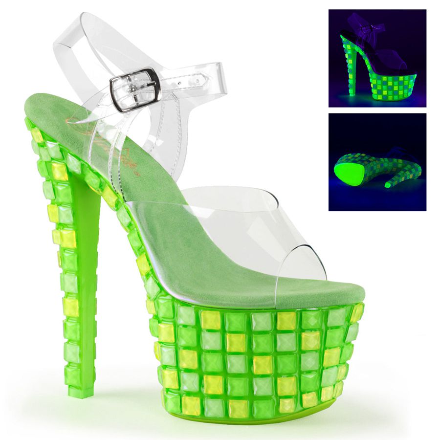 Women's Pleaser Sky-308UVTL Ankle Strap Sandals Green | 821OIMJUW