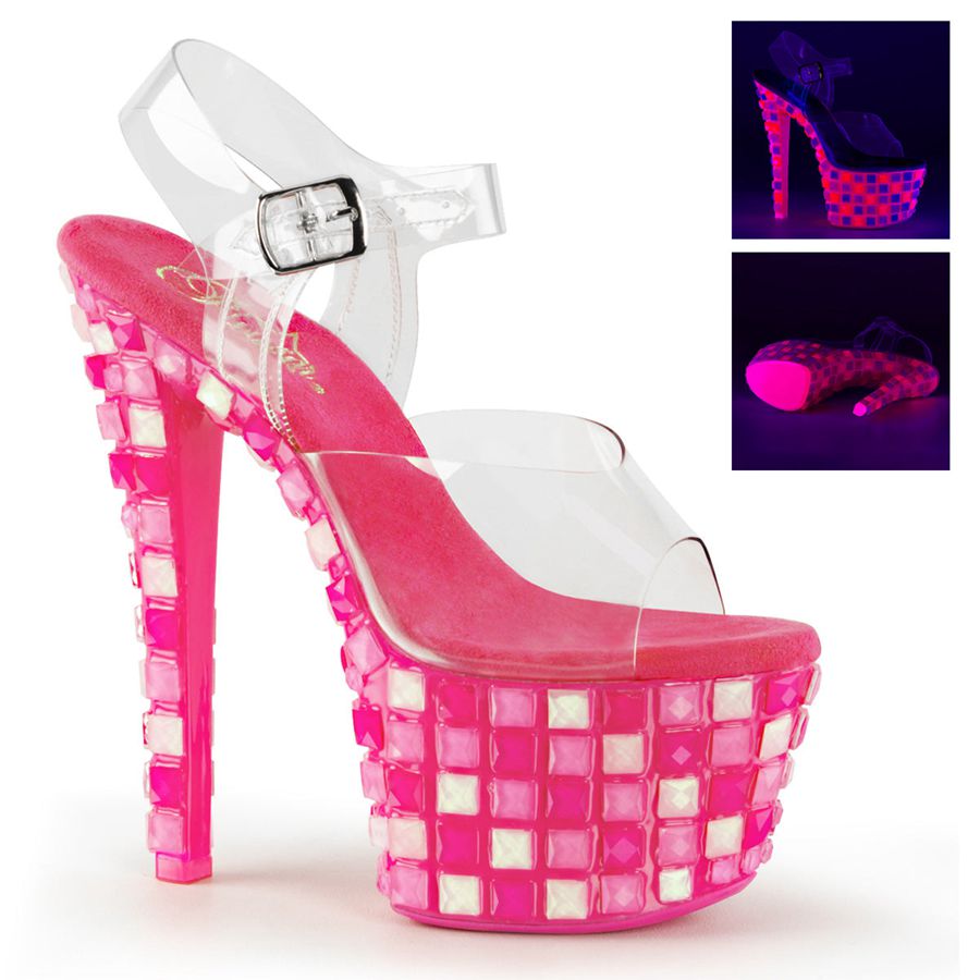 Women's Pleaser Sky-308UVTL Ankle Strap Sandals Pink | 895NTXKYM