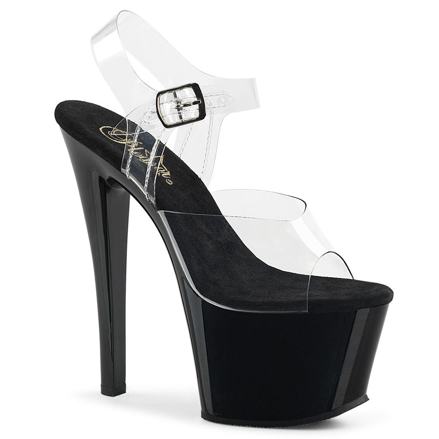 Women's Pleaser Sky-308 Ankle Strap Sandals Black | 596FQNCMA