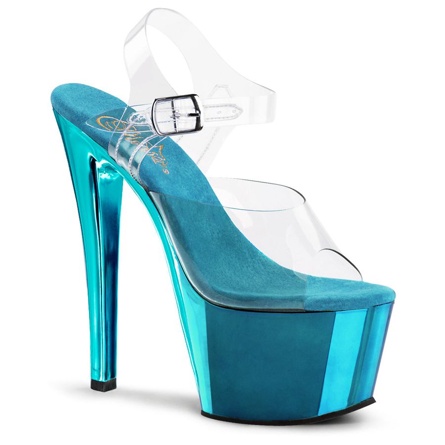 Women's Pleaser Sky-308 Ankle Strap Sandals Turquoise | 867ITZMLS