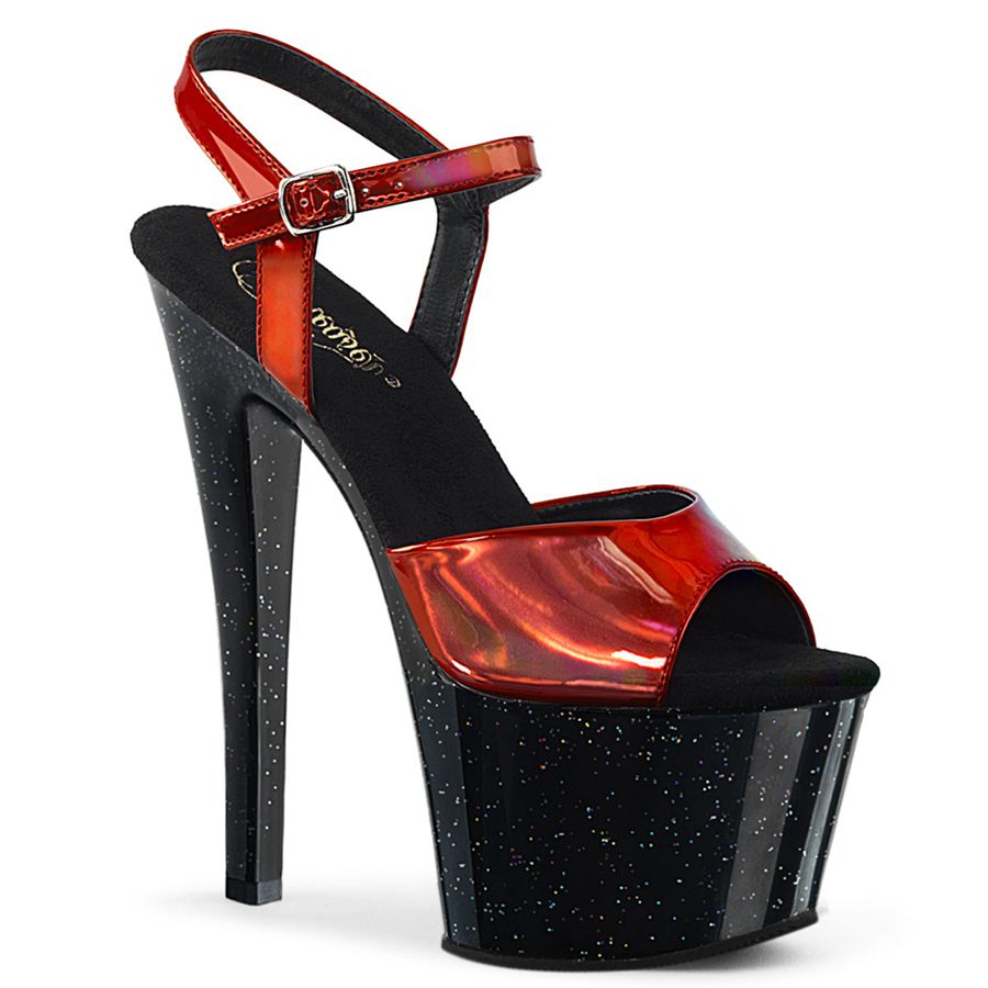 Women's Pleaser Sky-309HG Ankle Strap Sandals Red | 583JGHQKR