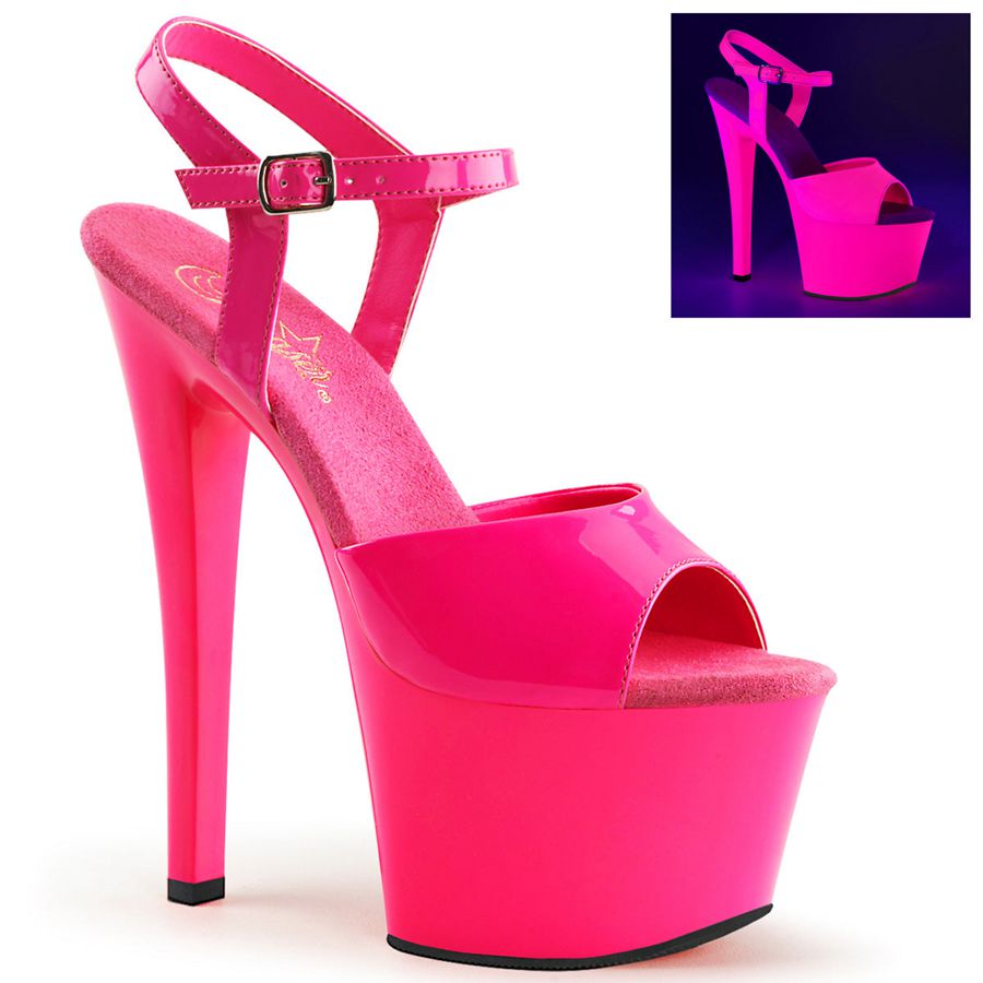 Women's Pleaser Sky-309UV Ankle Strap Sandals Pink | 891CYWTPE